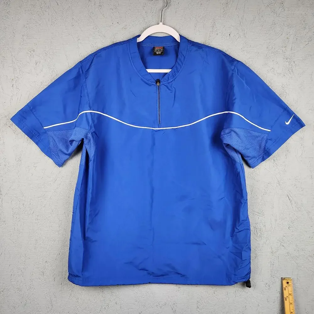 Vintage Nike Team Pullover Mens Medium Blue Dri-FIT 1/4 Zip Mesh Blank Sports